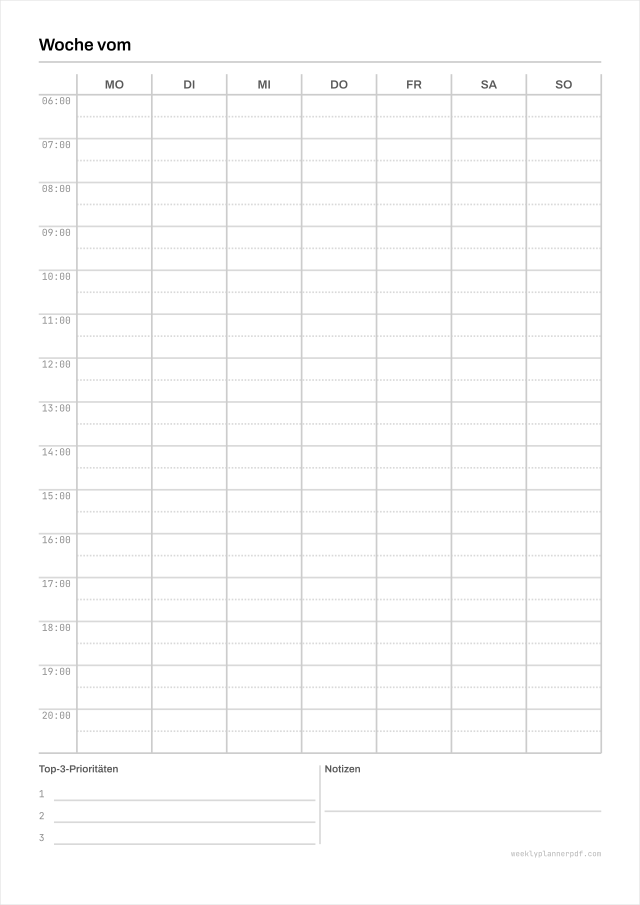 A4 weekly planner, A4 210 by 297 millimetres