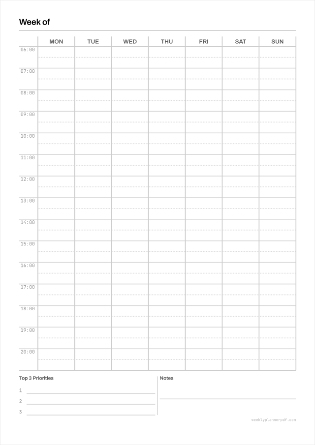 A4 weekly planner, A4 210 by 297 millimetres