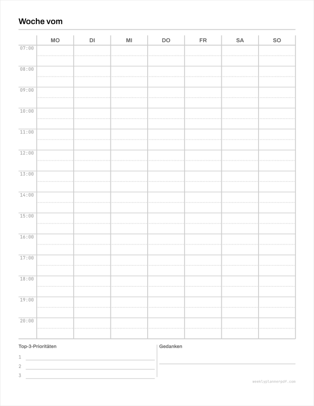 ADHD weekly planner, US Letter 215.9 by 279.4 millimetres