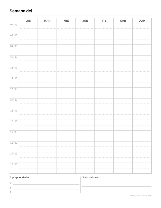 ADHD weekly planner, US Letter 215.9 by 279.4 millimetres