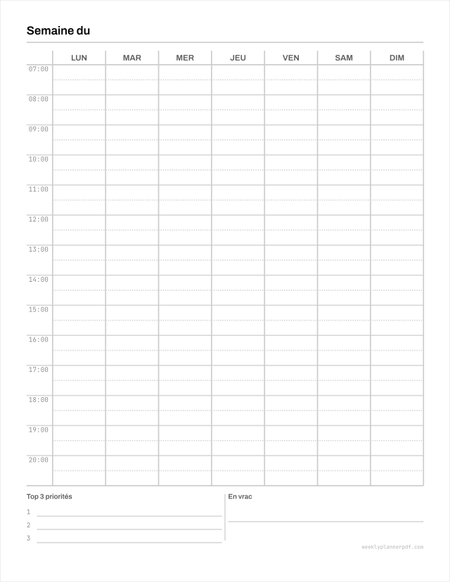 ADHD weekly planner, US Letter 215.9 by 279.4 millimetres