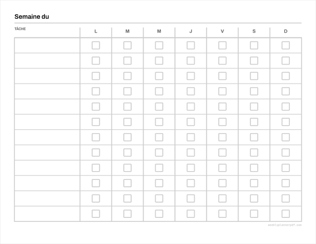 Family weekly planner, US Letter 215.9 by 279.4 millimetres