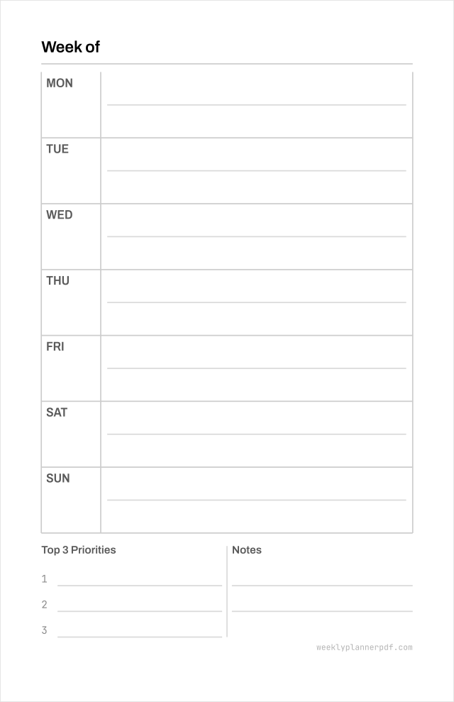 Half Letter weekly planner, Half Letter 139.7 by 215.9 millimetres