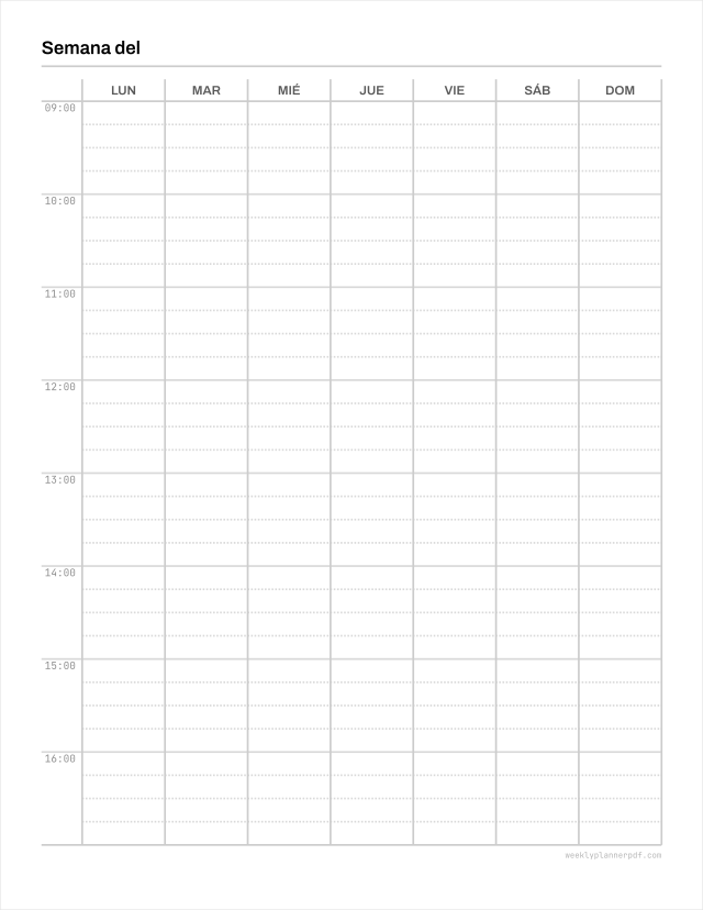 Weekly planner with 15 minute increments, US Letter 215.9 by 279.4 millimetres