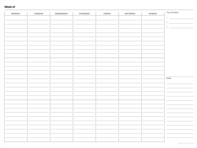 Hyperlinked weekly planner for tablet apps, Digital (tablet) 285.75 by 381 millimetres