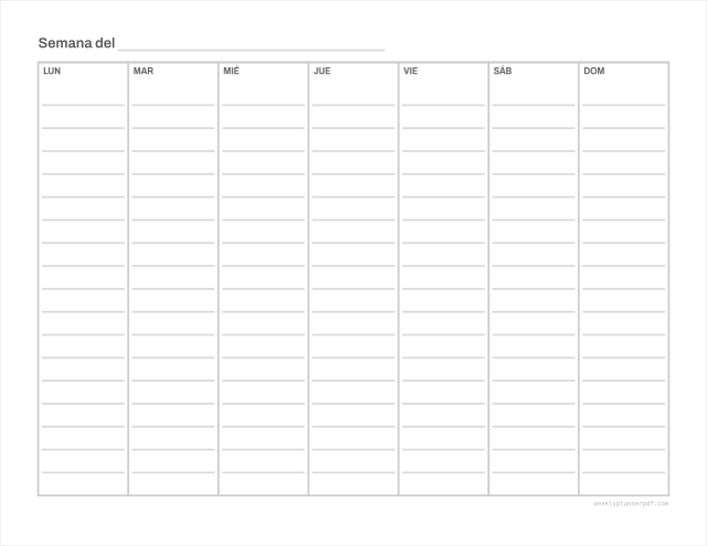 Kids weekly planner, US Letter 215.9 by 279.4 millimetres