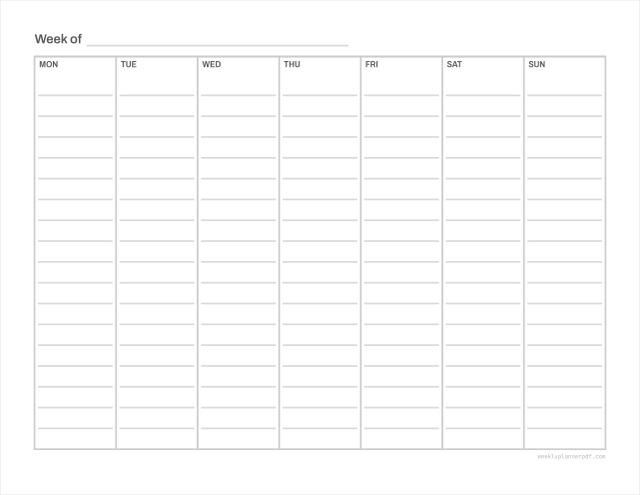 Kids weekly planner, US Letter 215.9 by 279.4 millimetres