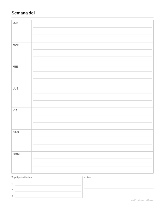 Large print weekly planner, US Letter 215.9 by 279.4 millimetres