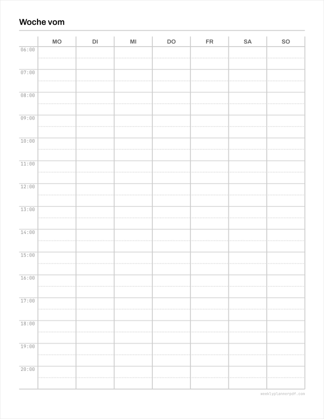 Letter size weekly planner, US Letter 215.9 by 279.4 millimetres