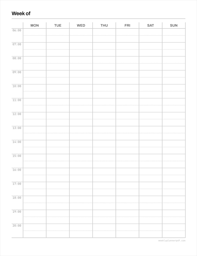 Letter size weekly planner, US Letter 215.9 by 279.4 millimetres