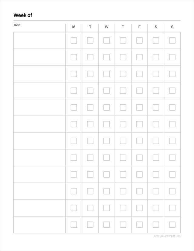 Weekly medication schedule, US Letter 215.9 by 279.4 millimetres