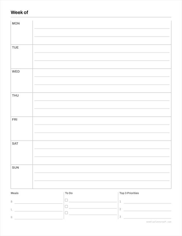 Mom weekly planner, US Letter 215.9 by 279.4 millimetres