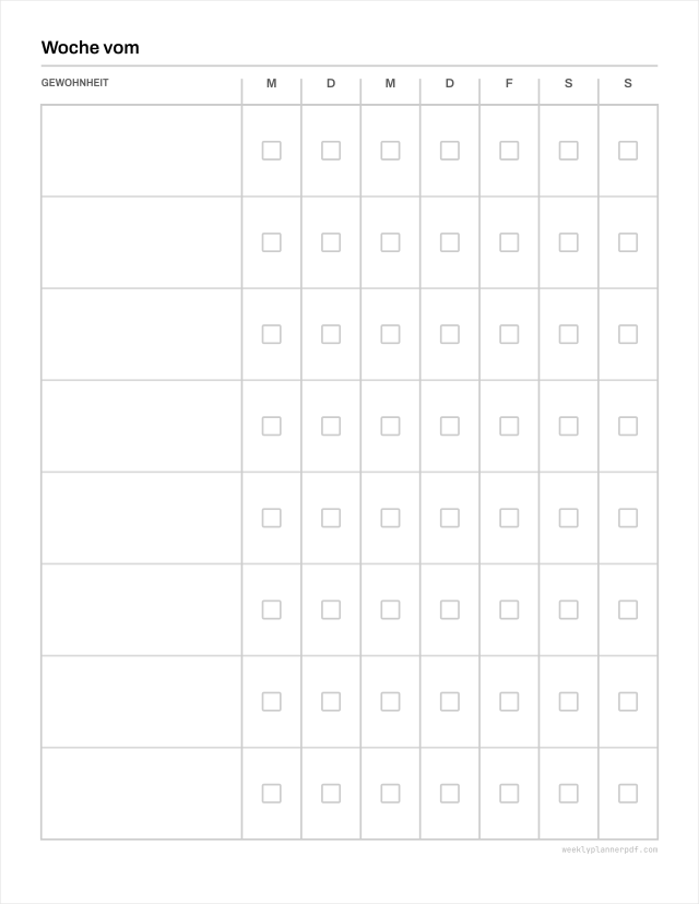 Weekly self care planner, US Letter 215.9 by 279.4 millimetres