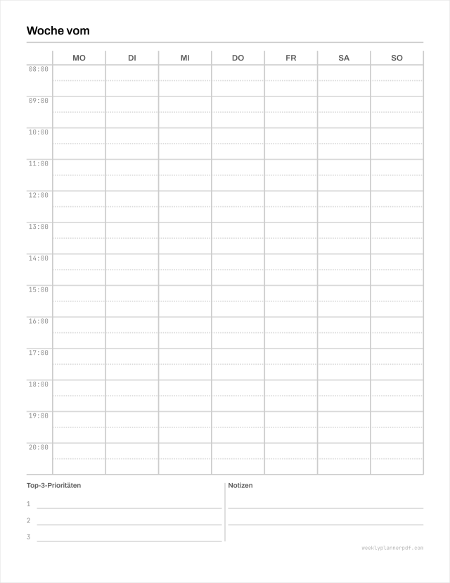 Student weekly planner, US Letter 215.9 by 279.4 millimetres