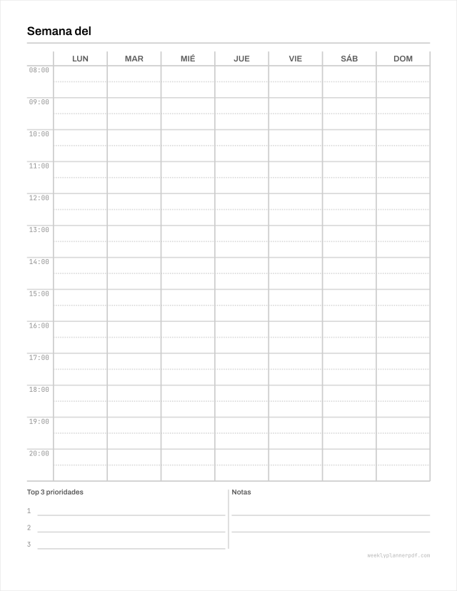 Student weekly planner, US Letter 215.9 by 279.4 millimetres