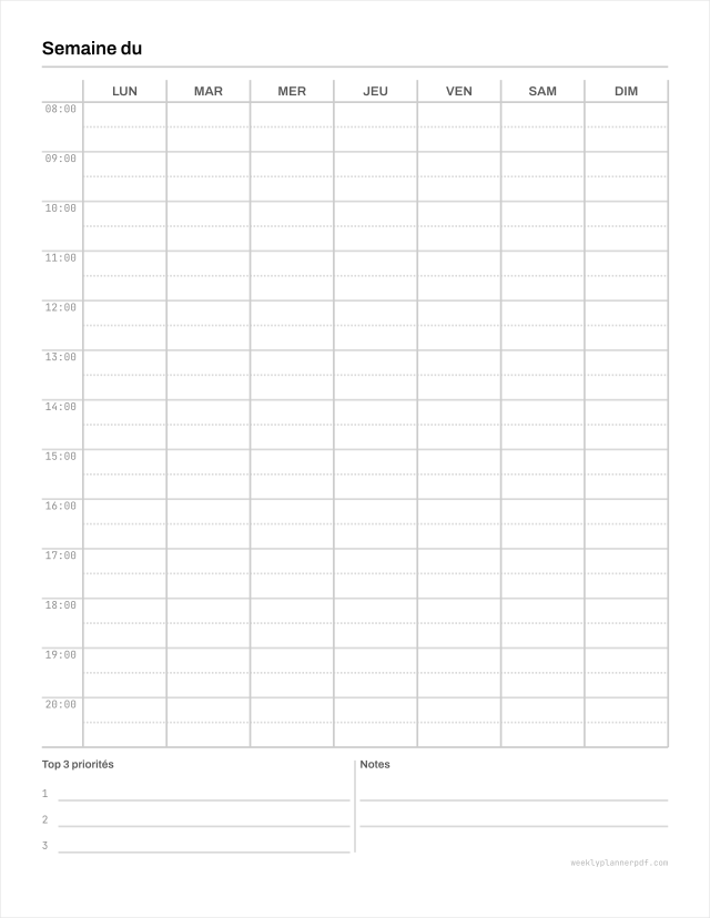 Student weekly planner, US Letter 215.9 by 279.4 millimetres