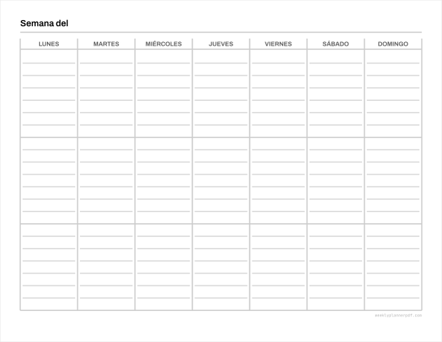 Vertical weekly planner, US Letter 215.9 by 279.4 millimetres