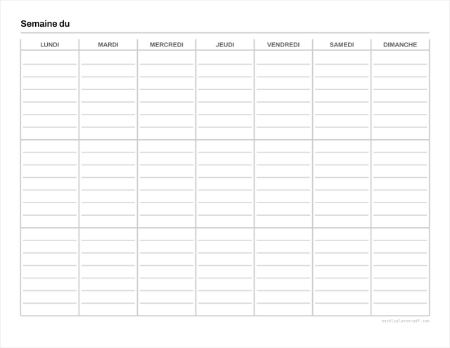 Vertical weekly planner, US Letter 215.9 by 279.4 millimetres